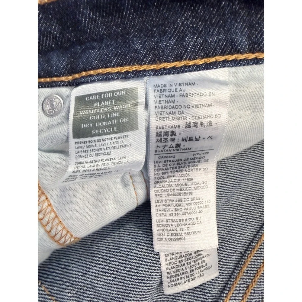 Levis 514 Straight Fit Jeans Mens W34 L32‎ Dark Wash Blue Denim Pants Distressed